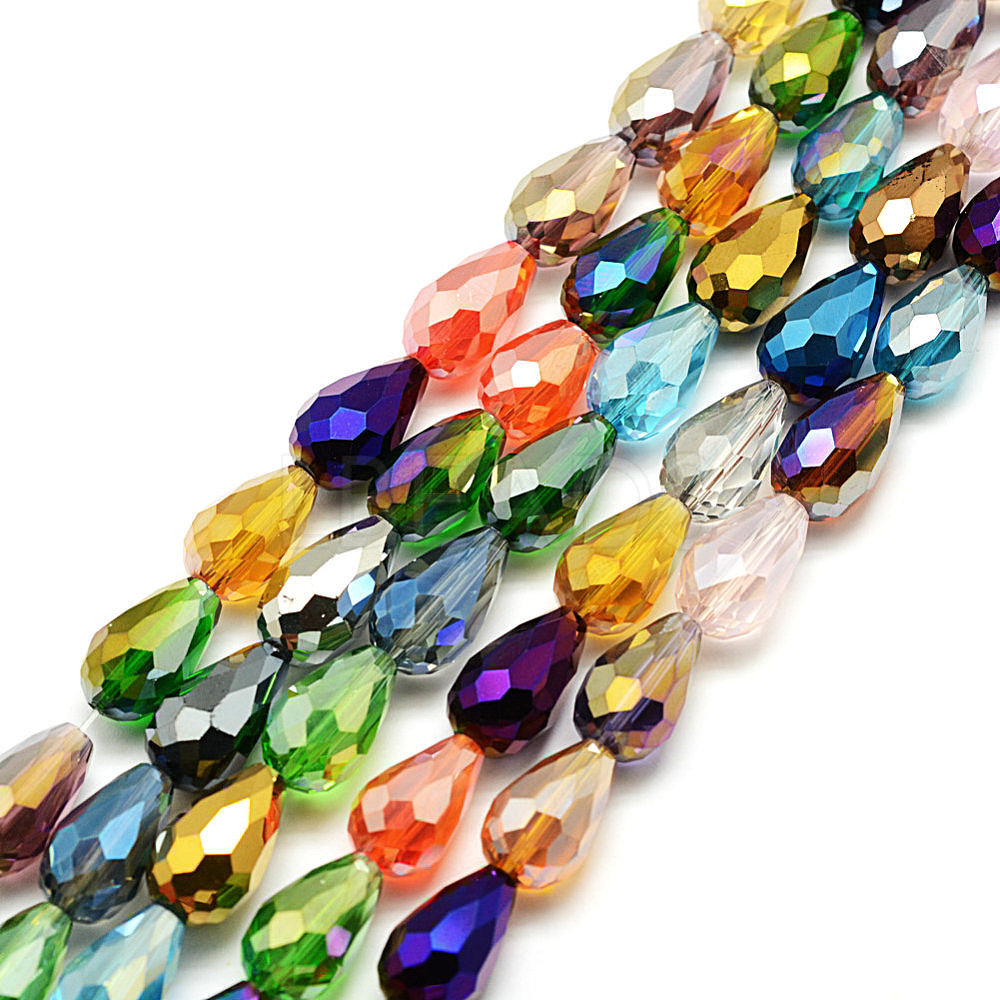 Faceted Teardrop Glass Beads Strands Lbeads