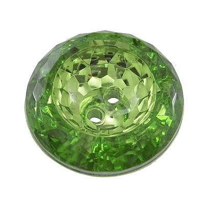 2-Hole Acrylic Faceted Flat Round Sewing Buttons AR3229-25-38-1