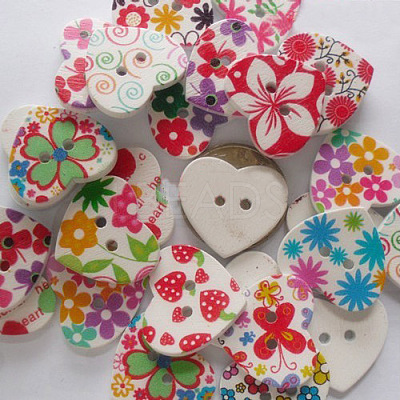Sweetheart 2-hole Buttons with Various Painting Pattern NNA1135-1