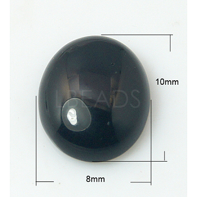 Natural Dyed & Heated Black Agate Cabochons G-BA10x8x4-1