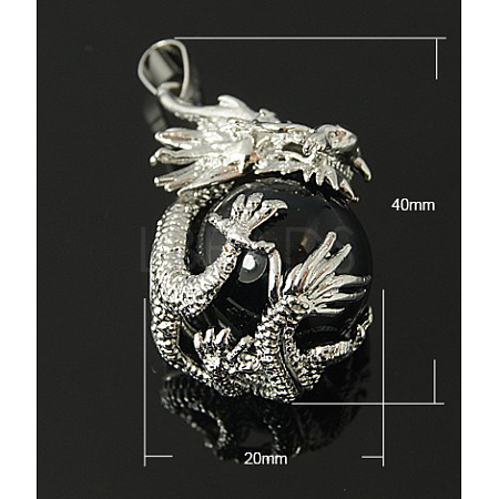 Natural Dyed & Heated Black Agate Pendants G-Q732-5-1