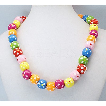 Colorful Wood Necklaces NJEW-JN00179-1