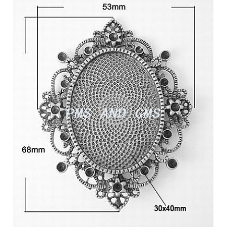 Alloy Oval Cabochon Settings PALLOY-A17035-AS-1