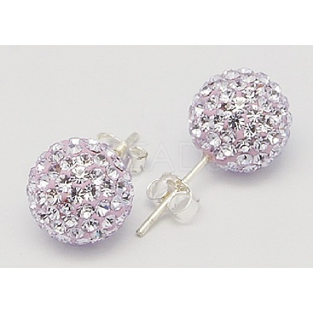 Sexy Valentines Day Gifts for Her 925 Sterling Silver Austrian Crystal Rhinestone Ball Stud Earrings Q286J191-1