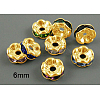 Brass Rhinestone Spacer Beads RB-A014-L6mm-G-NF-1