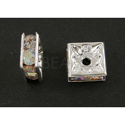 Brass Rhinestone Spacer Beads RB-A013-7x7-28S-1