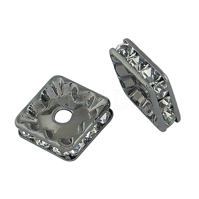 Brass Rhinestone Spacer Beads RB-A013-8x8-01B-NF-1