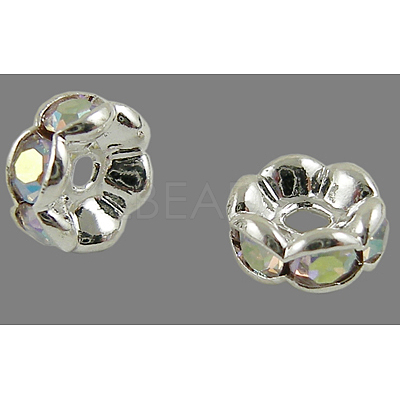 Brass Rhinestone Spacer Beads RB-A014-L12mm-28S-1