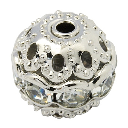 Brass Rhinestone Beads RB-A011-10mm-01P-1