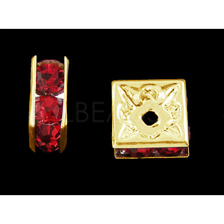 Brass Rhinestone Spacer Beads RB-A013-6x6-21G-1