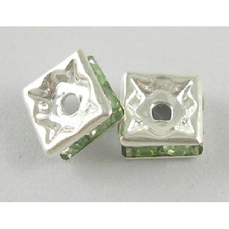 Brass Rhinestone Spacer Beads RB-A013-7x7-07S-NF-1