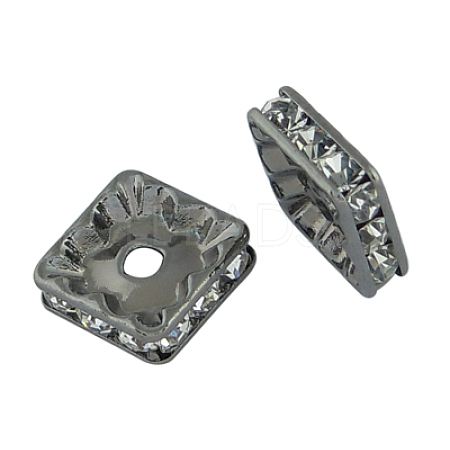 Brass Rhinestone Spacer Beads RB-A013-8x8-01B-1