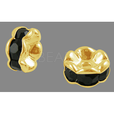 Brass Rhinestone Spacer Beads RB-A014-L6mm-02G-NF-1