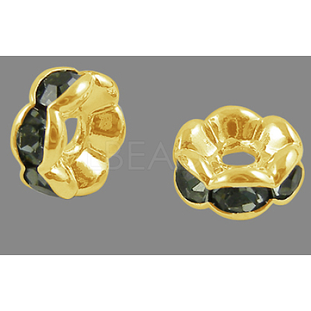 Brass Rhinestone Spacer Beads RB-A014-L6mm-12G-1