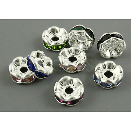 Brass Rhinestone Spacer Beads RB-A014-L6mm-S-1