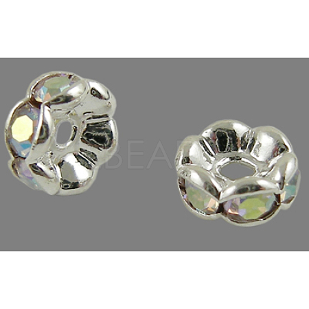 Brass Rhinestone Spacer Beads RB-A014-L7mm-28S-1