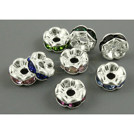 Brass Rhinestone Spacer Beads RB-A014-L8mm-S-1