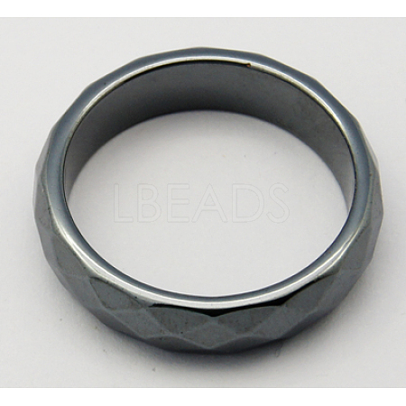 Non-Magnetic Synthetic Hematite Wide Band Rings RJEW-A026-2-1