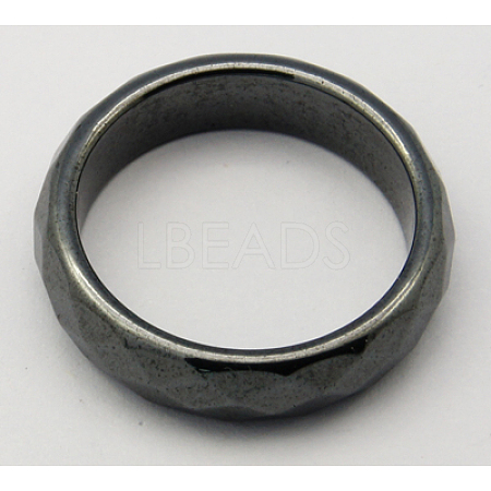 Non-Magnetic Synthetic Hematite Wide Band Rings RJEW-A026-3-1