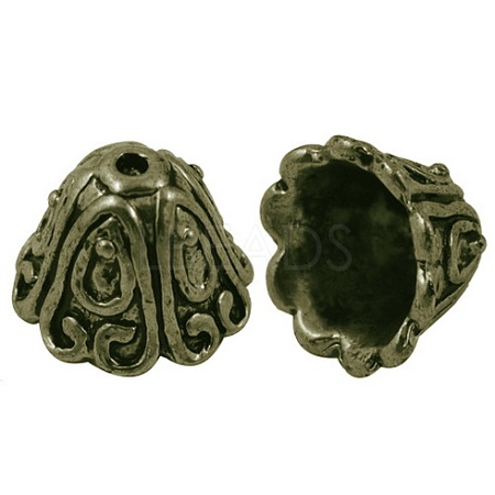 Tibetan Style Alloy Bead Caps TIBEB-EA9700YKG-AB-FF-1