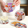 DIY Cattle & Flower Pattern Coaster Diamond Painting Kits DIY-TAC0016-53-25