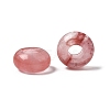 Cherry Quartz Glass European Large Hole Beads G-Q442-17-2