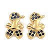 Brass Micro Pave Dark Blue Cubic Zirconia Charms ZIRC-A021-58G-1