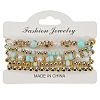 Glass & CCB Plastic Beaded Stretch Bracelets Set FS-WG21267-01-1