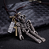 Adjustable Men's Zinc Alloy Pendant and Leather Cord Lariat Necklaces NJEW-BB15999-2