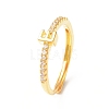 Clear Cubic Zirconia Initial Letter Adjustable Ring RJEW-C052-01G-E-1