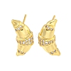 Rack Plating Brass Micro Pave Cubic Zirconia Stud Earring EJEW-C102-15G-01-1