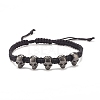Skull Alloy Braided Bead Bracelet BJEW-JB07861-01-1