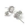 Oval Brass Micro Pave Clear Cubic Zirconia Stud Earring Findings LS-KK-C107-07P-2