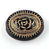 Flat Round with Flower Plating Acrylic Beads PACR-Q102-05B-4