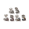 Heart with Crown 304 Stainless Steel Rhinestone Stud Earrings EJEW-A081-16P-1