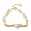 Brass Chains Tassel Link Bracelet BJEW-C051-31G-1