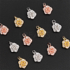  12Pcs 3 Colors Brass Micro Pave Clear Cubic Zirconia Charms ZIRC-NB0001-82-4