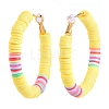 Basketball Wives Style Brass Heishi Beaded Hoop Earrings EJEW-JE04083-02-2