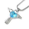 Cubic Zirconia Fairy with Heart Pendant Necklace with Box Chains NJEW-C004-01A-1