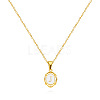 304 Stainless Steel Enamel White Oval with Letter Pendant Necklaces for Men Women FS-WG94BAB-10-1