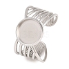 304 Stainless Steel Open Cuff Ring Components STAS-F366-06B-P-1