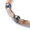 Natural Gemstone & Non-Magnetic Synthetic Hematite Beads Stretch Bracelets BJEW-JB04691-3