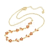 Brass Pave Cubic Zirconia Flower Link Chain Necklaces KK-CBA4547-18G-09-5