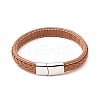 Cowhide Braided Flat Cord Bracelet with 304 Stainless Steel Magnetic Clasps BJEW-H552-01P-02-2