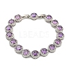 Rack Plating Brass Flat Round Links Bracelets with Glass for Women BJEW-H604-02P-2