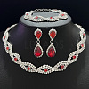 Alloy Rhinestone Pendant Necklaces & Earrings Sets for Women WGE8301-06-1