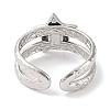 304 Stainless Steel Open Cuff Ring for Women RJEW-F166-06P-01-3