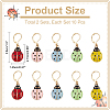 10Pcs 5 Color Alloy Enamel Beetle Charm Locking Stitch Marker HJEW-PH01565-2