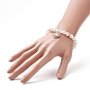Acrylic Pearl Round Beaded Stretch Bracelet with Alloy Rhinestone Heart Charms for Women BJEW-JB09232-6