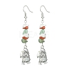 Christmas Theme Tibetan Style Alloy Dangle Earrings with Brass Pins EJEW-JE05307-2